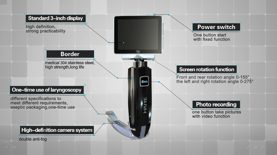 Charger output 5V,2000mA Pediatric Video Laryngoscope With Anti Fog Blade